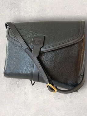 Burberry Black Pebbled Leather Shoulder Bag with Nova Check Interior